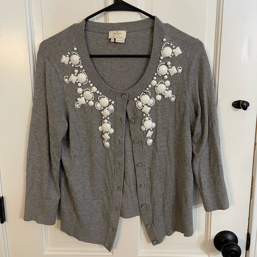 3/$10 Bead Embellished Gray Sweater
